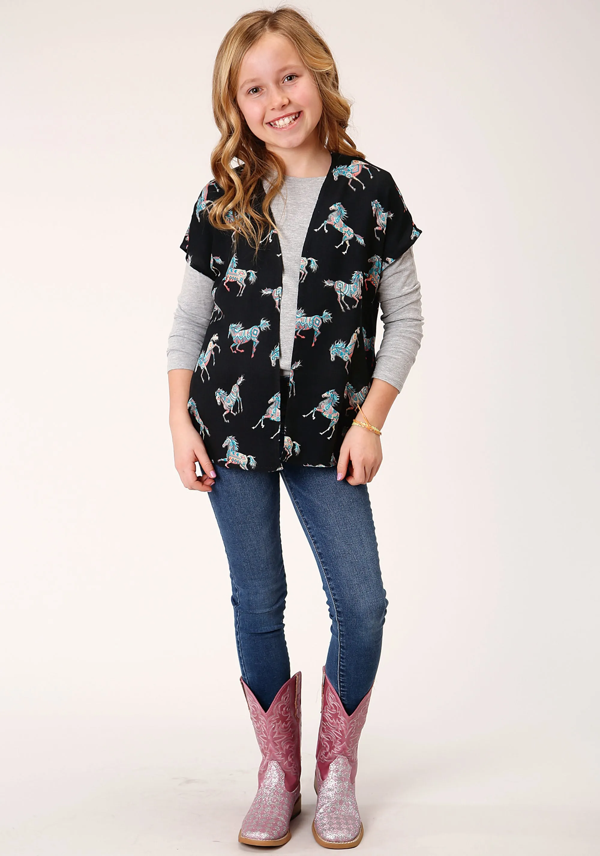 1364 WILD HORSE PRT RAYON CARDIGAN