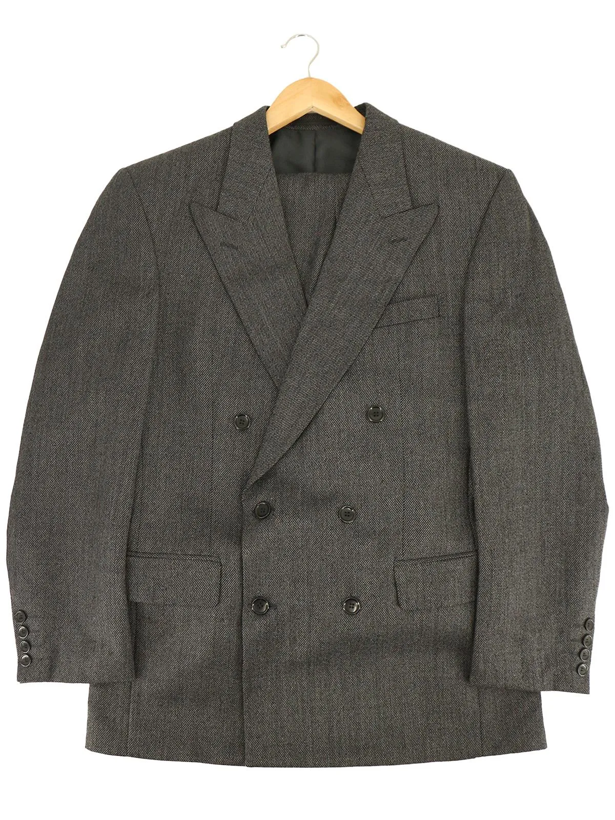 1940s Style Dark Grey Marl Double Breasted Suit