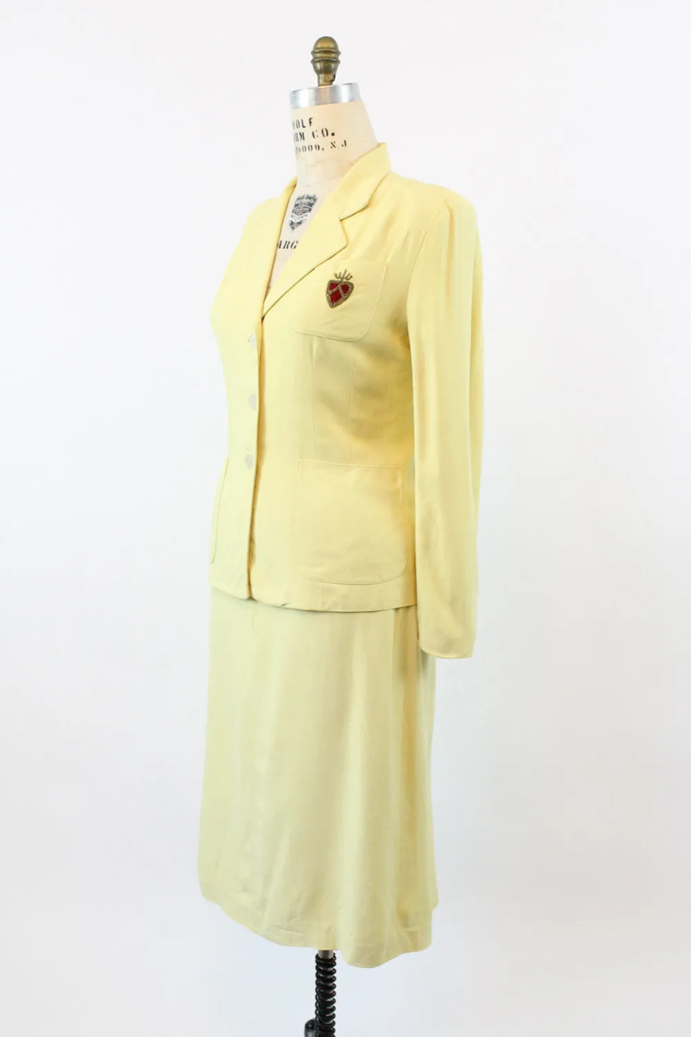 1950s yellow CREST gabardine suit medium | new fall