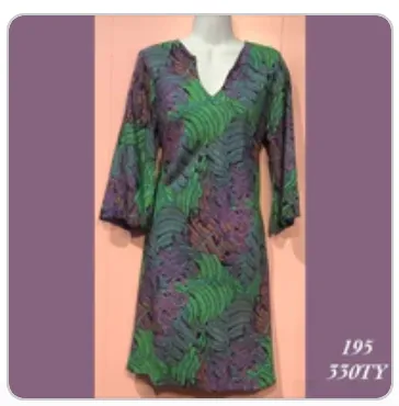 195X - 330TY , 3/4 Sleeve tunic dress plus size