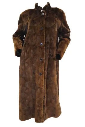 1980s Geometric Sheared Mink Coat XL 14