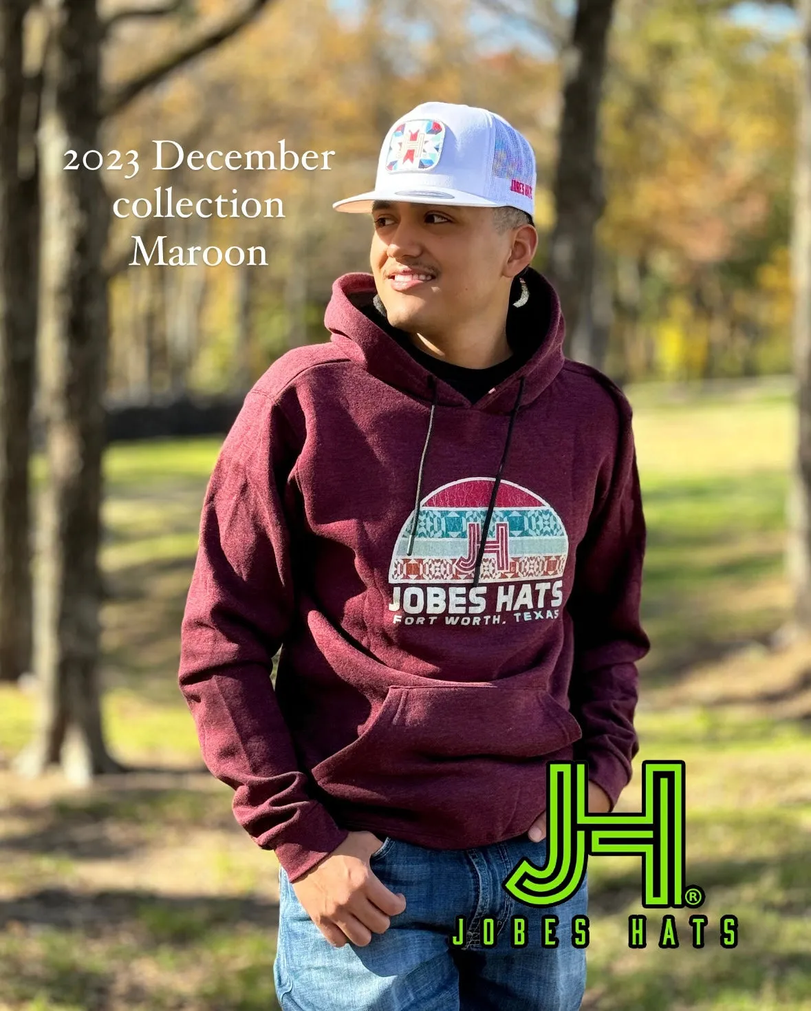 2023 December Collection JH Aztec Hoodie Maroon