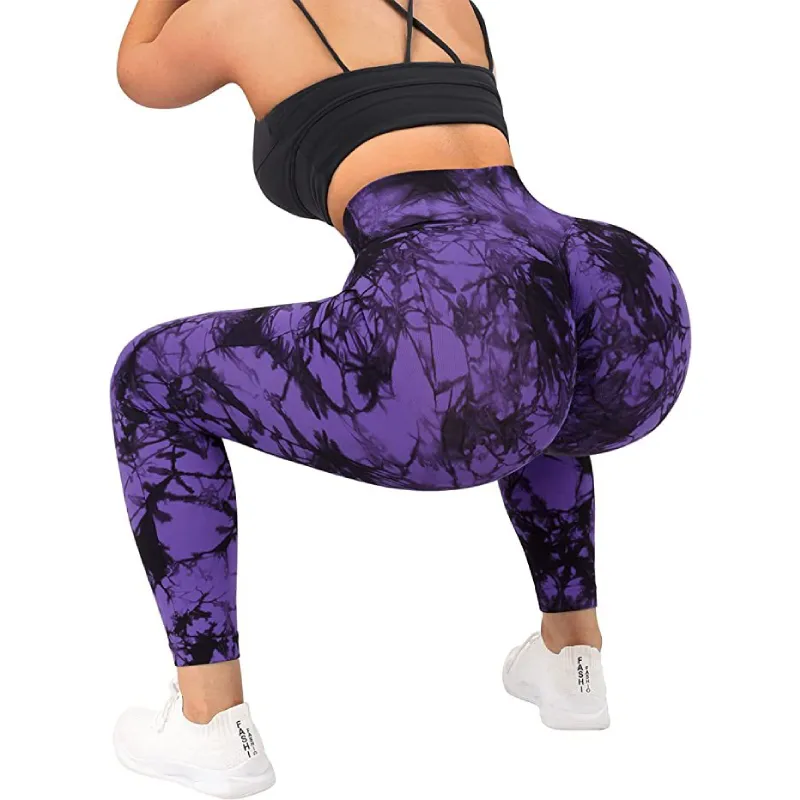 4FunGift® Tie Dye Seamless Leggings, High Waist High-Stretch Butt Lifting Sexy Yoga Pants