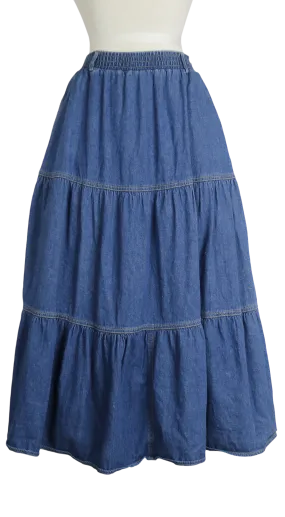 80s Chaus Denim Tiered Skirt        S