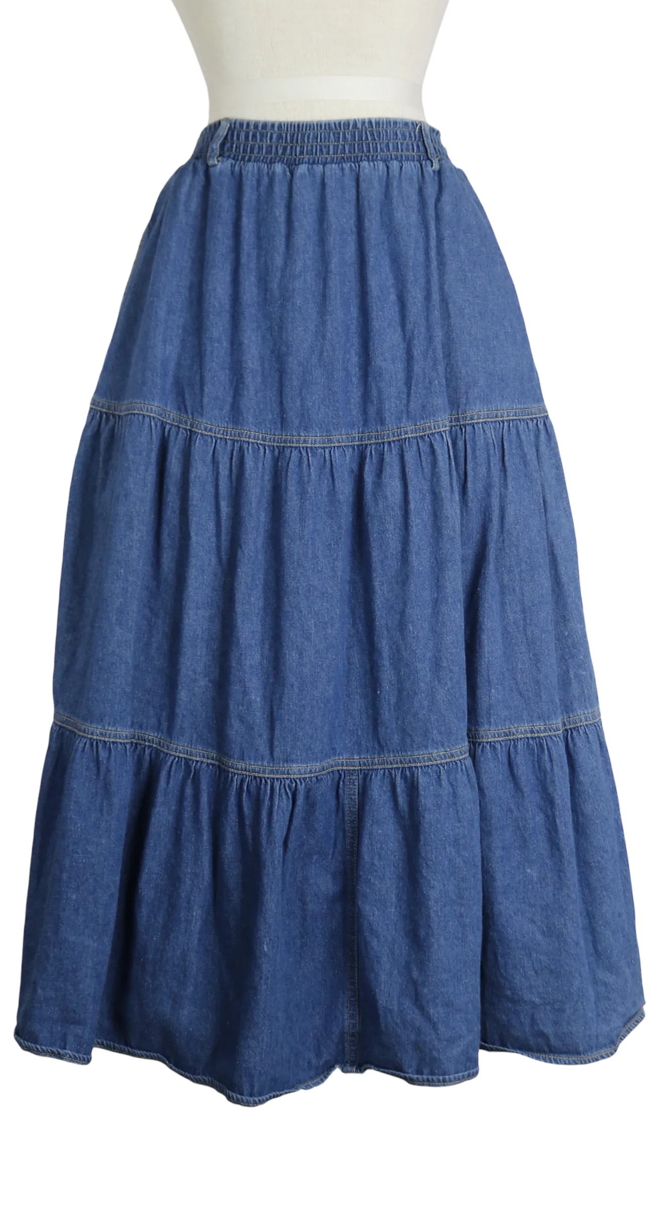 80s Chaus Denim Tiered Skirt        S