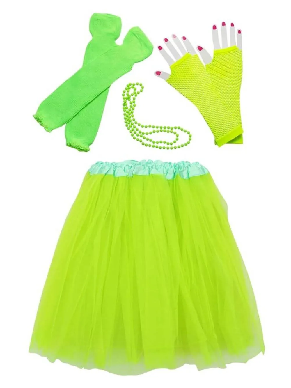 80s Tutu Costume Outfit for Kids, Adults, Plus Size - 4 Piece Dress Up Set