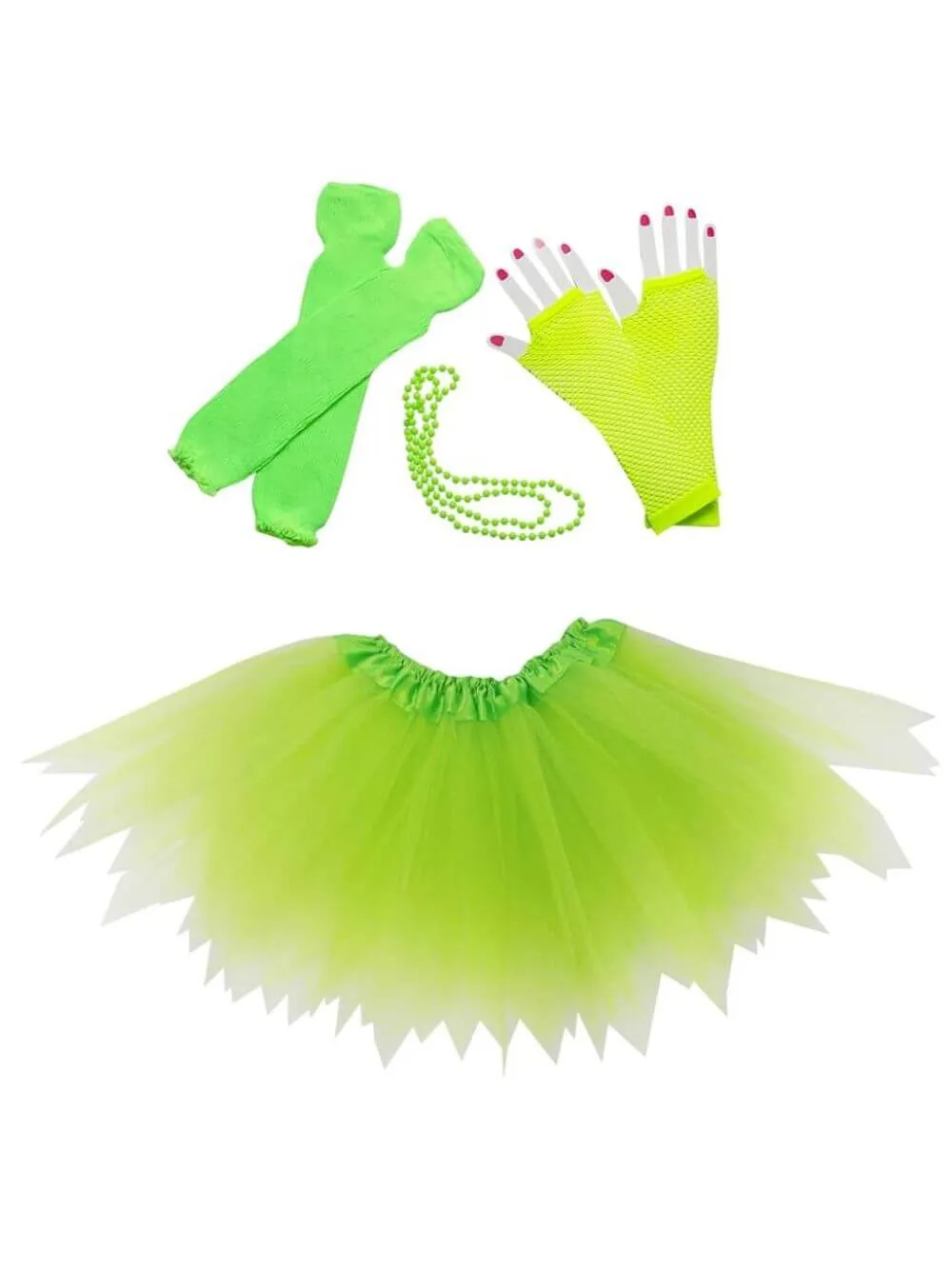 80s Tutu Costume Outfit for Kids, Adults, Plus Size - 4 Piece Dress Up Set