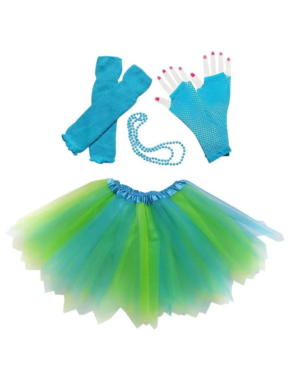 80s Tutu Costume Outfit for Kids, Adults, Plus Size - 4 Piece Dress Up Set