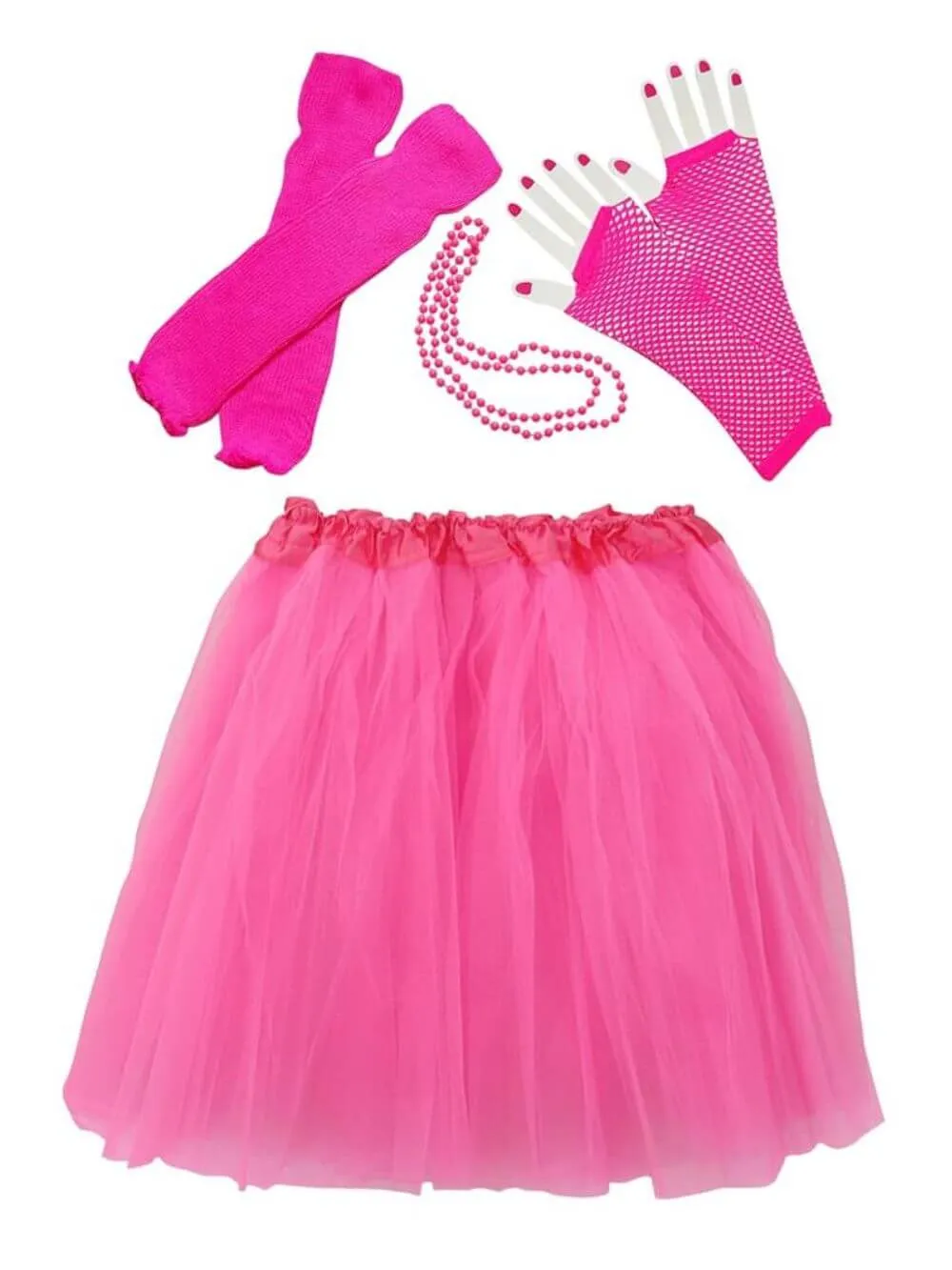 80s Tutu Costume Outfit for Kids, Adults, Plus Size - 4 Piece Dress Up Set