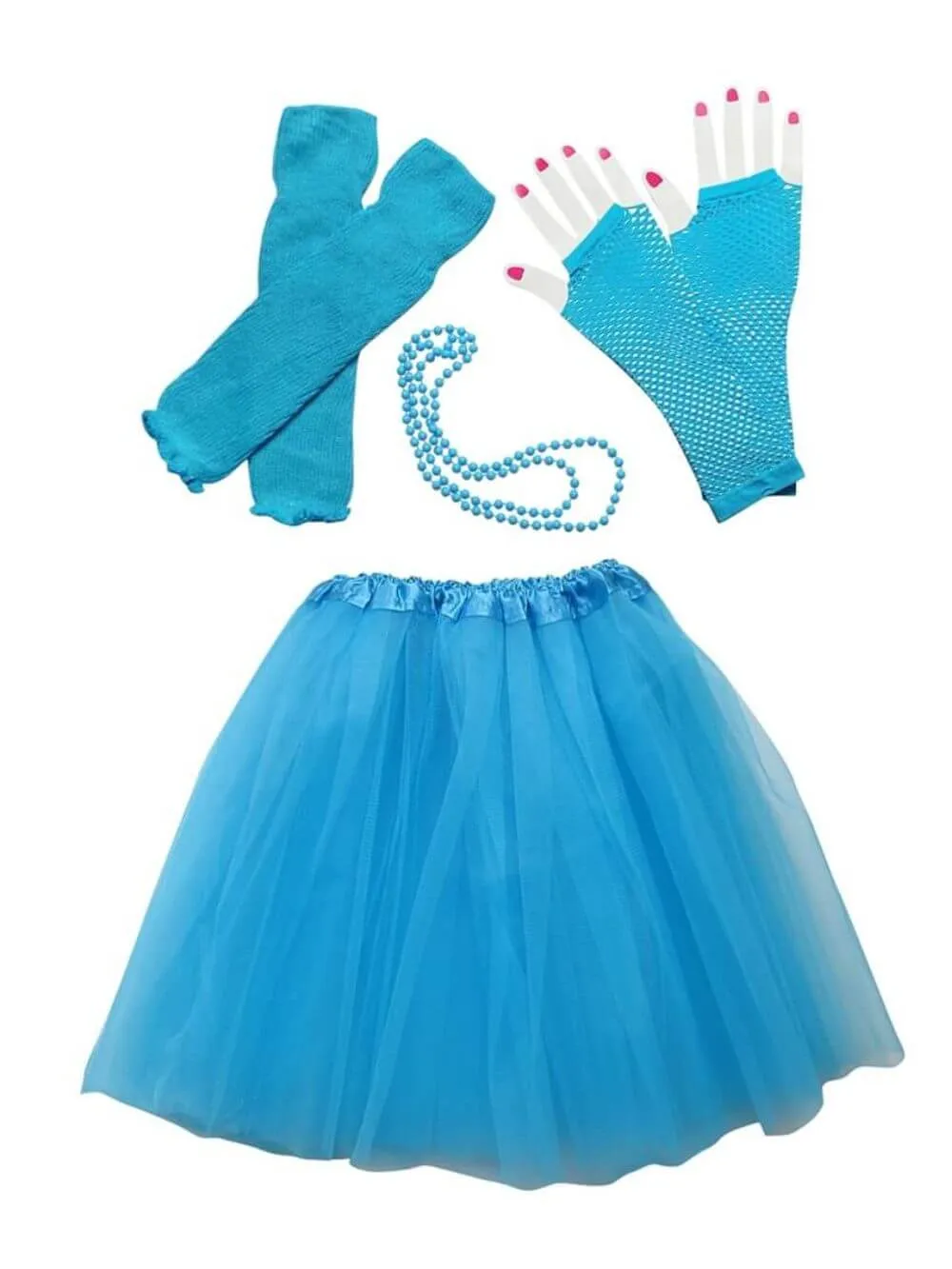 80s Tutu Costume Outfit for Kids, Adults, Plus Size - 4 Piece Dress Up Set