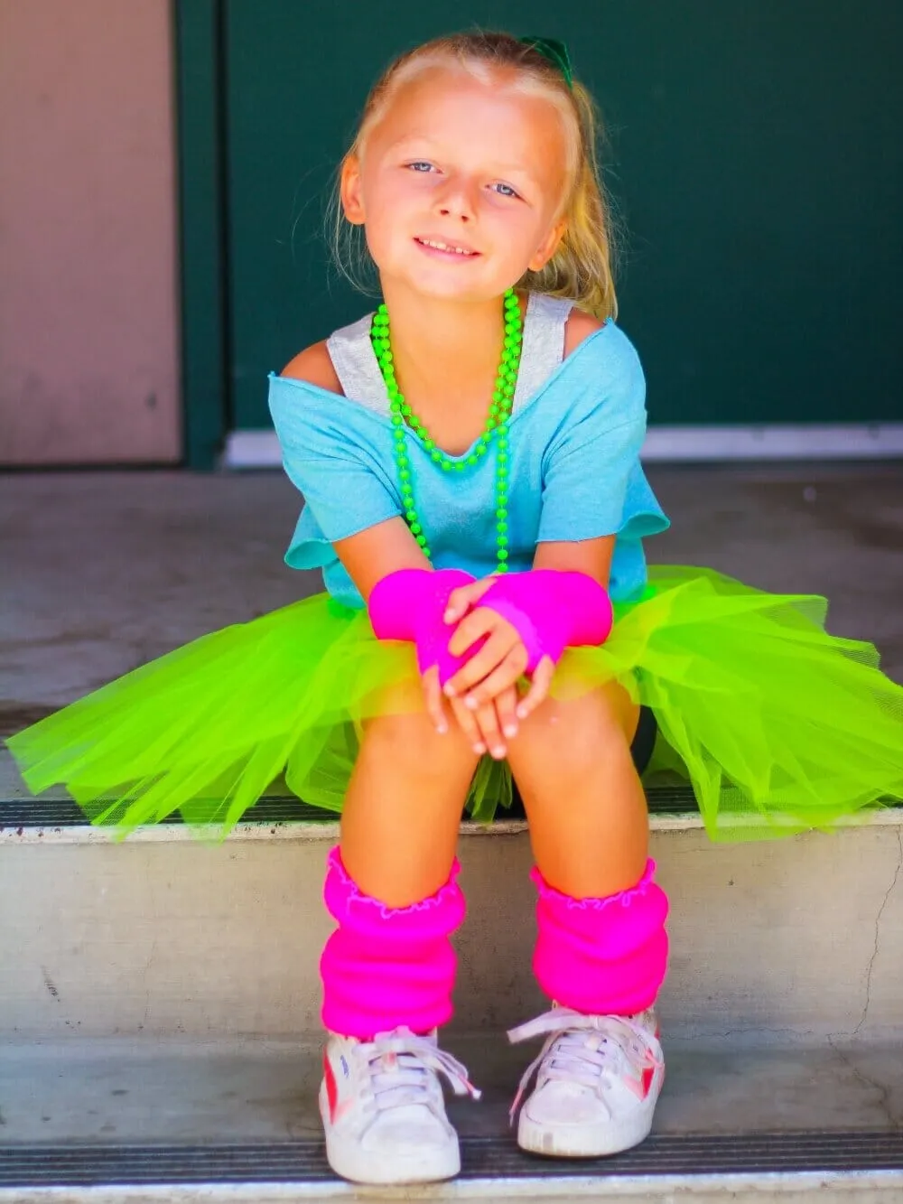 80s Tutu Costume Outfit for Toddlers & Little Girls - 4 Piece Dress Up Set