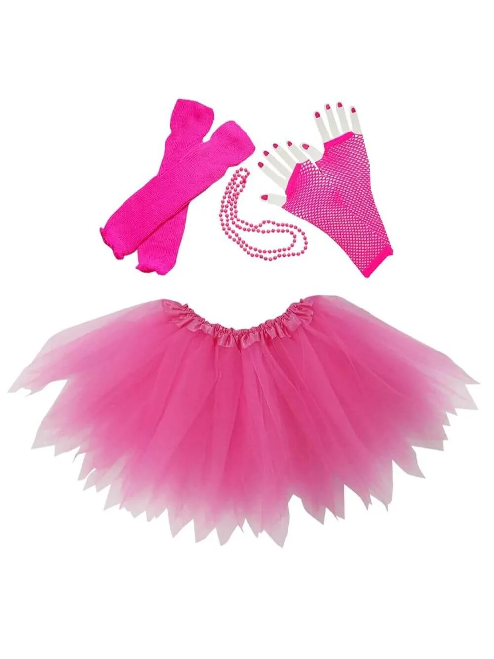 80s Tutu Costume Outfit for Toddlers & Little Girls - 4 Piece Dress Up Set