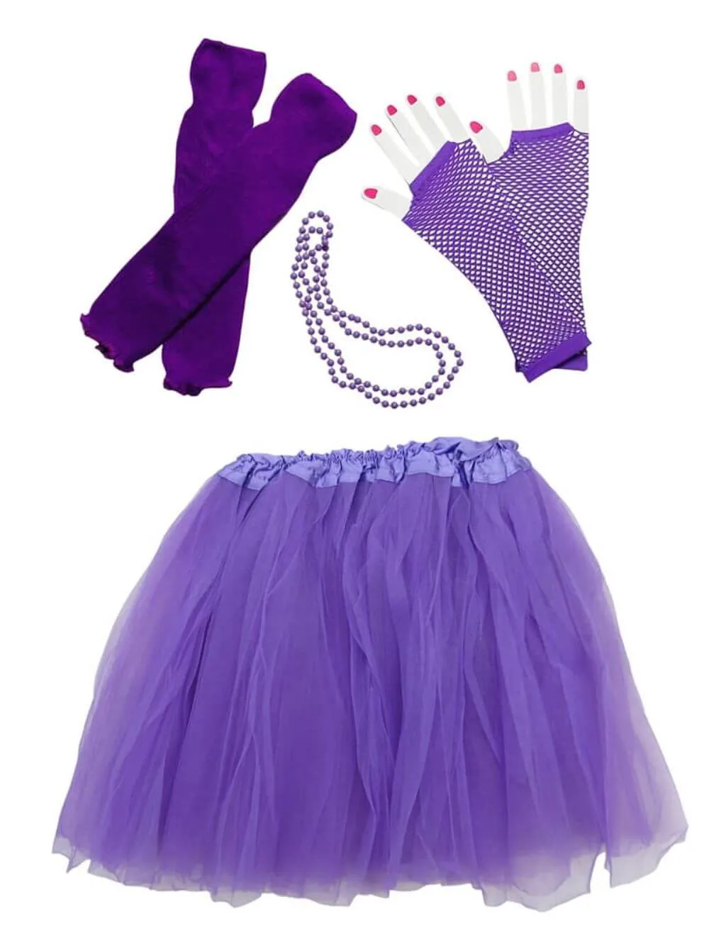 80s Tutu Costume Outfit for Toddlers & Little Girls - 4 Piece Dress Up Set