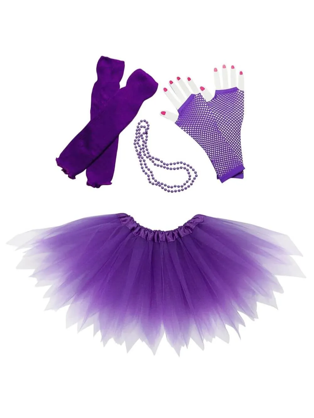 80s Tutu Costume Outfit for Toddlers & Little Girls - 4 Piece Dress Up Set