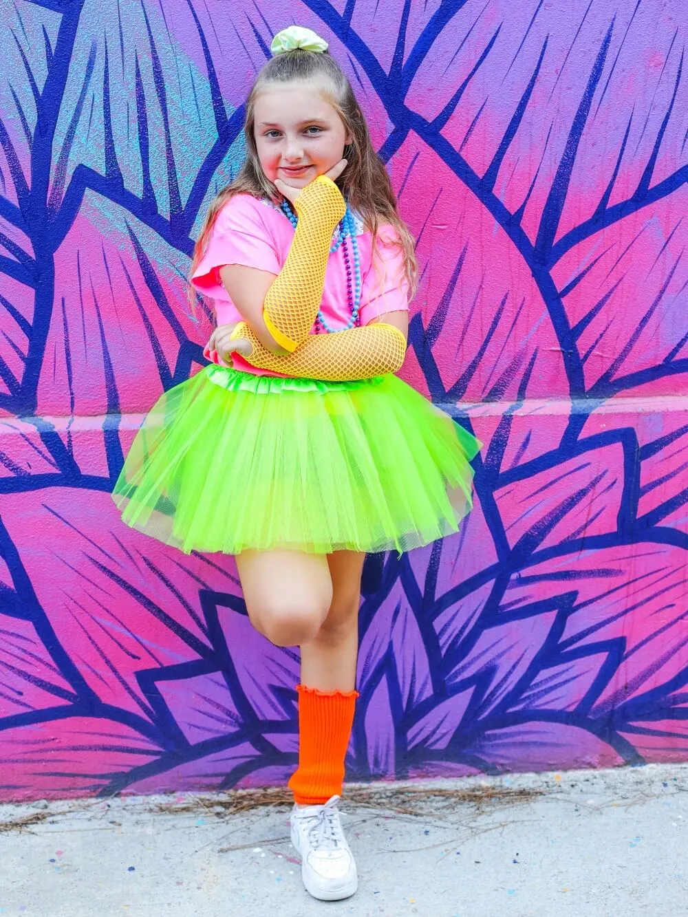 80s Tutu Costume Outfit for Toddlers & Little Girls - 4 Piece Dress Up Set