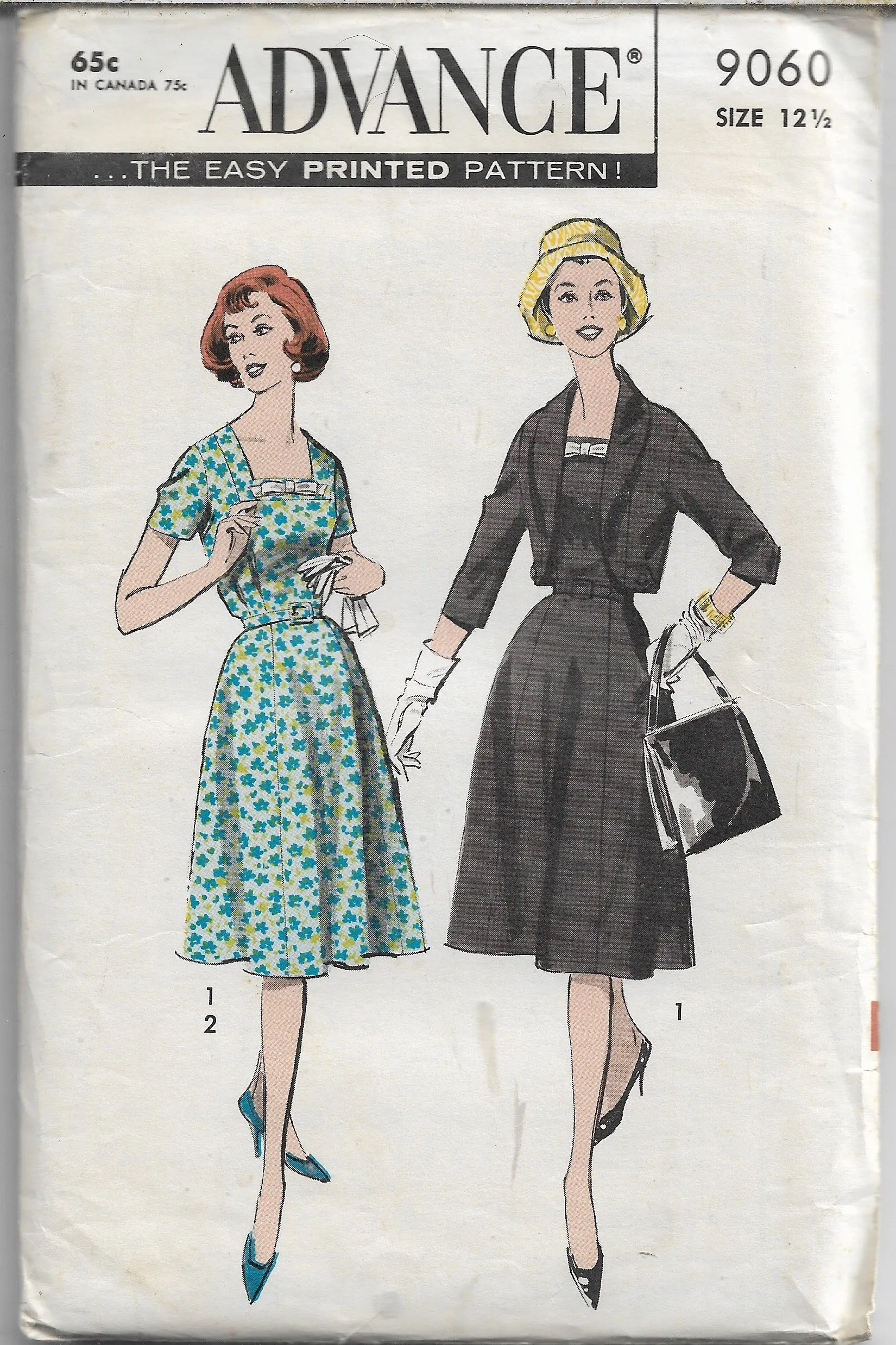 Advance 9060 Ladies Dress Bolero Jacket Vintage Sewing Pattern 1950s