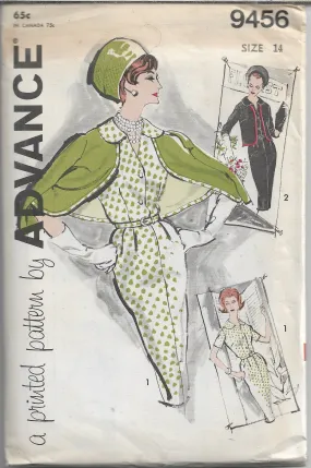 Advance 9456 Ladies Dress Crop Jacket Vintage Sewing Pattern 1960s