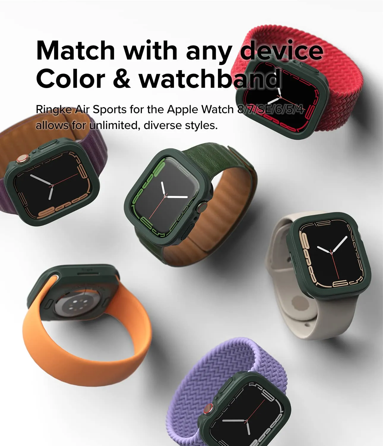 Air Sports Case Compatible with Apple Watch 8 / 7 - 41mm - Dark Green