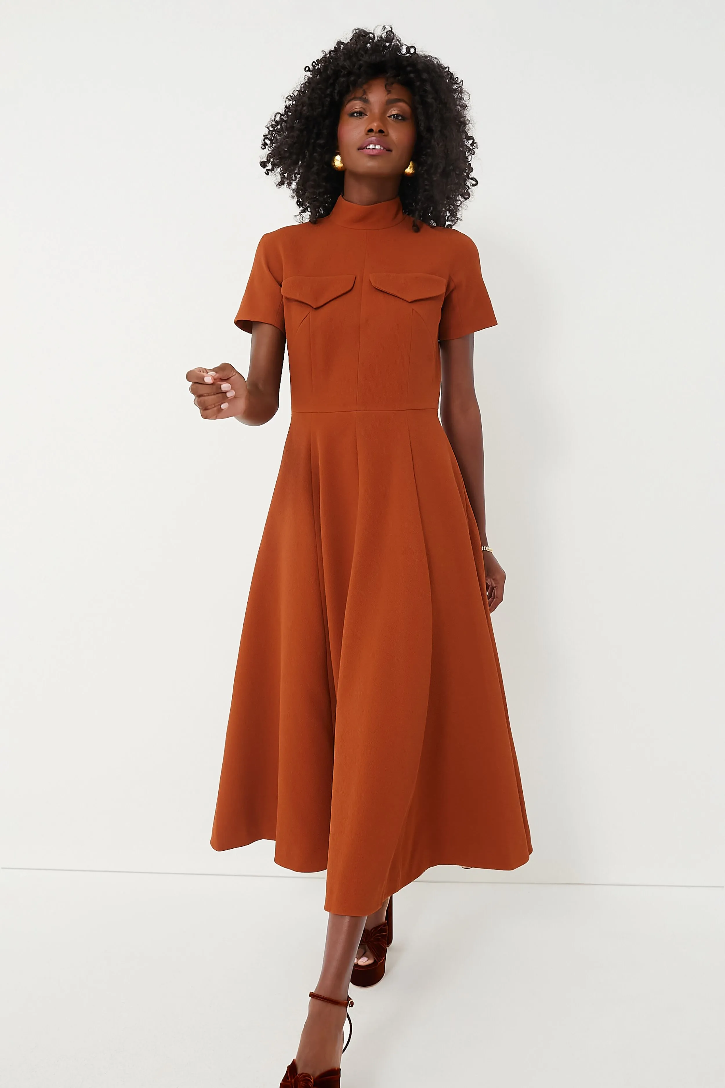 Amber Brown Catrina Double Crepe Dress