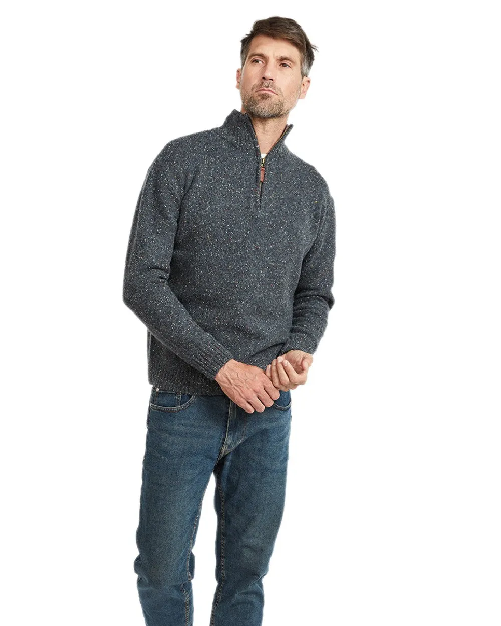 Aran Wool Zip Neck Sweater