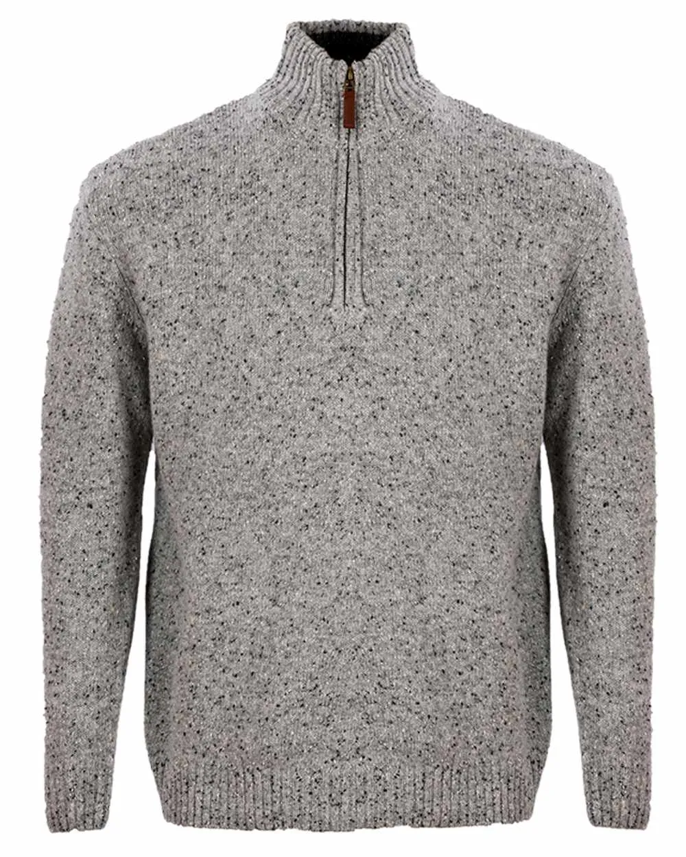 Aran Wool Zip Neck Sweater