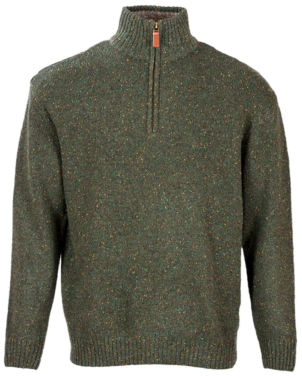 Aran Wool Zip Neck Sweater