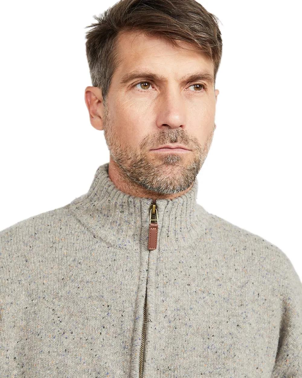 Aran Wool Zip Neck Sweater