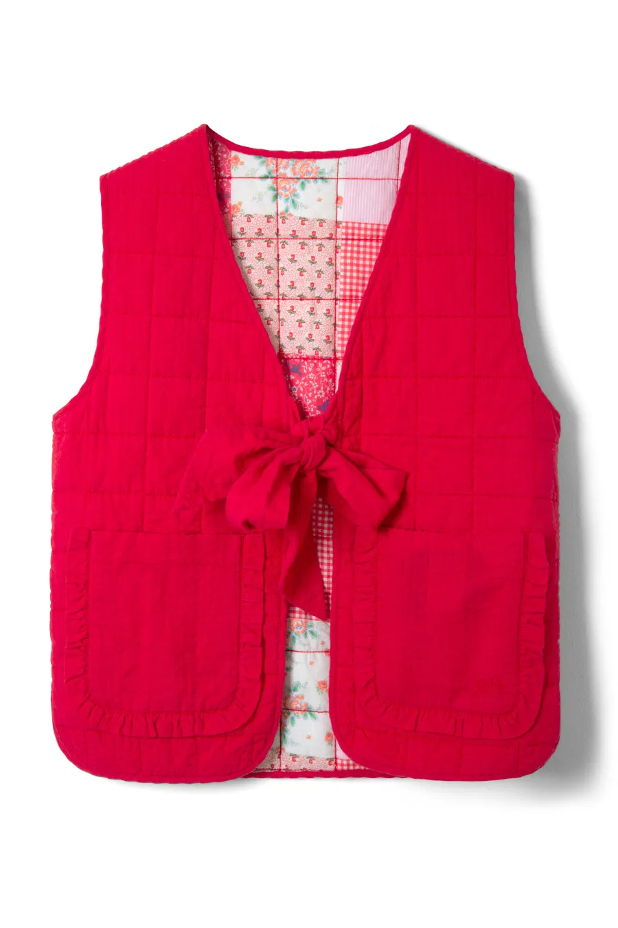 arte reversible tie gilet - red ruffle