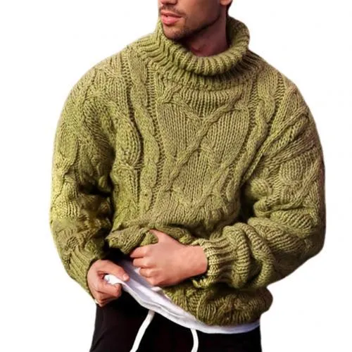 Ashoreshop Mens Turtleneck Cable Knitted Pullover LongSleeve Sweater