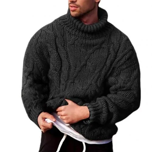 Ashoreshop Mens Turtleneck Cable Knitted Pullover LongSleeve Sweater