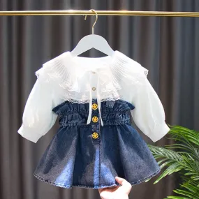 Baby Girl Fashion Style Vest Dress Spring Autumn New Infant Children Toddler Denim Skirt   Shirt 2 Piece Sets Toddler Outfits - BTGO8398