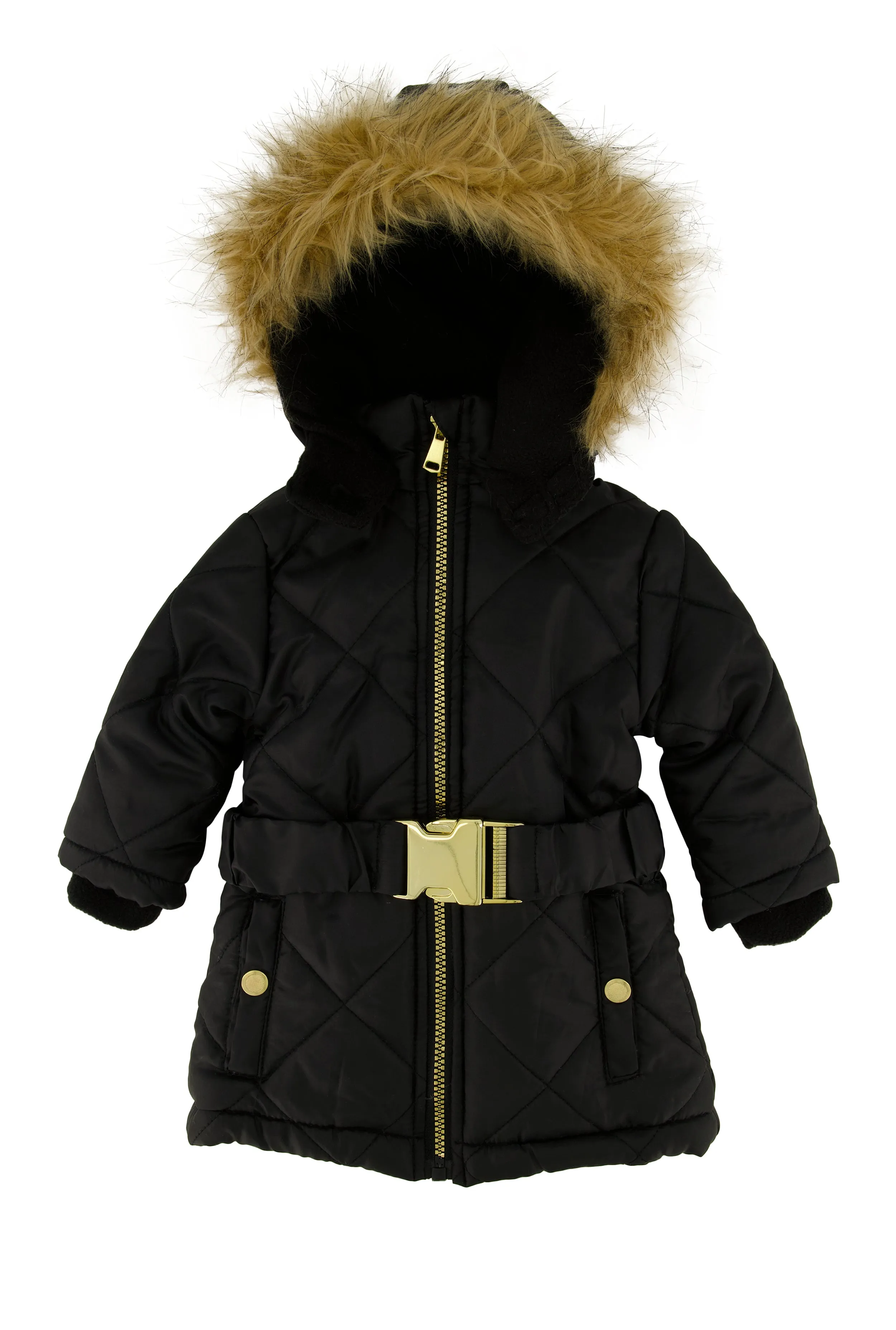 Baby Girls 12-24M Belted Long Puffer Jacket