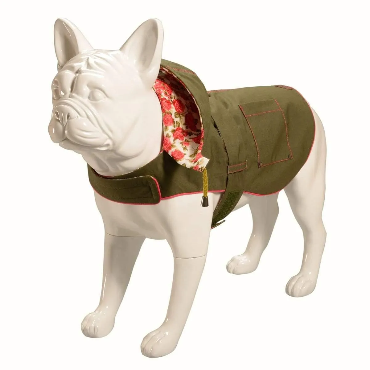 Baker & Bray | Hampstead Dog Hoodie | Olive/Summer Rose