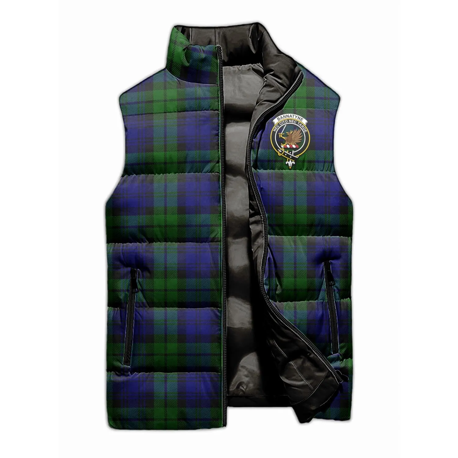 Bannatyne Tartan Sleeveless Puffer Jacket with Family Crest