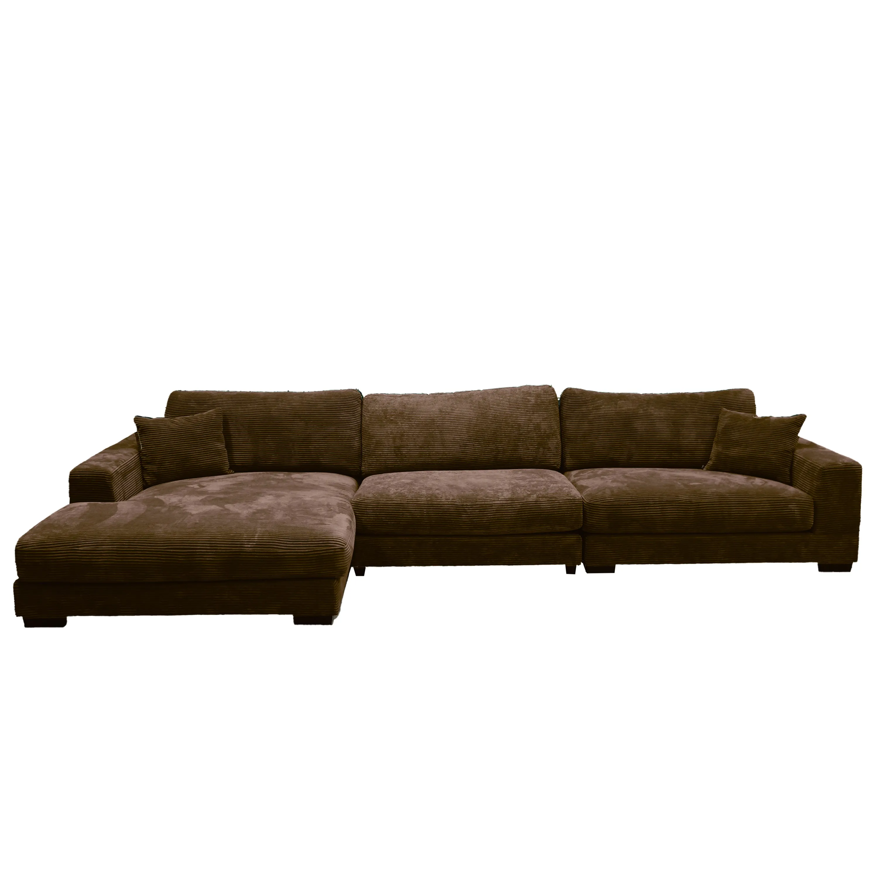 Bella Brown Corduroy Left-Facing 3-piece Sectional