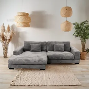 Bella Grey Corduroy Left-Facing 2-piece Sectional