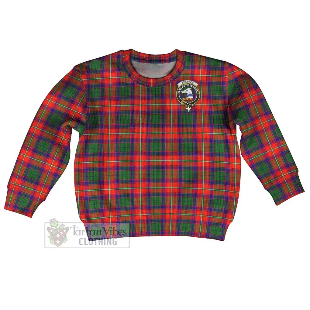 Belshes (Belsches) Tartan Kid Ugly Sweater with Family Crest