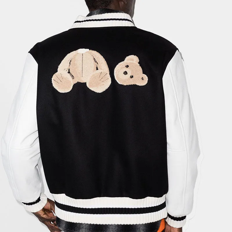 Best Style Genuine Quality X Browns 50 Bear Motif Leather Varsity Jacket