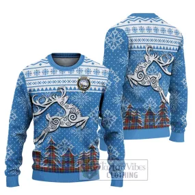 Bethune Clan Christmas Ugly Sweater with Tartan and Celtic Reindeer Style