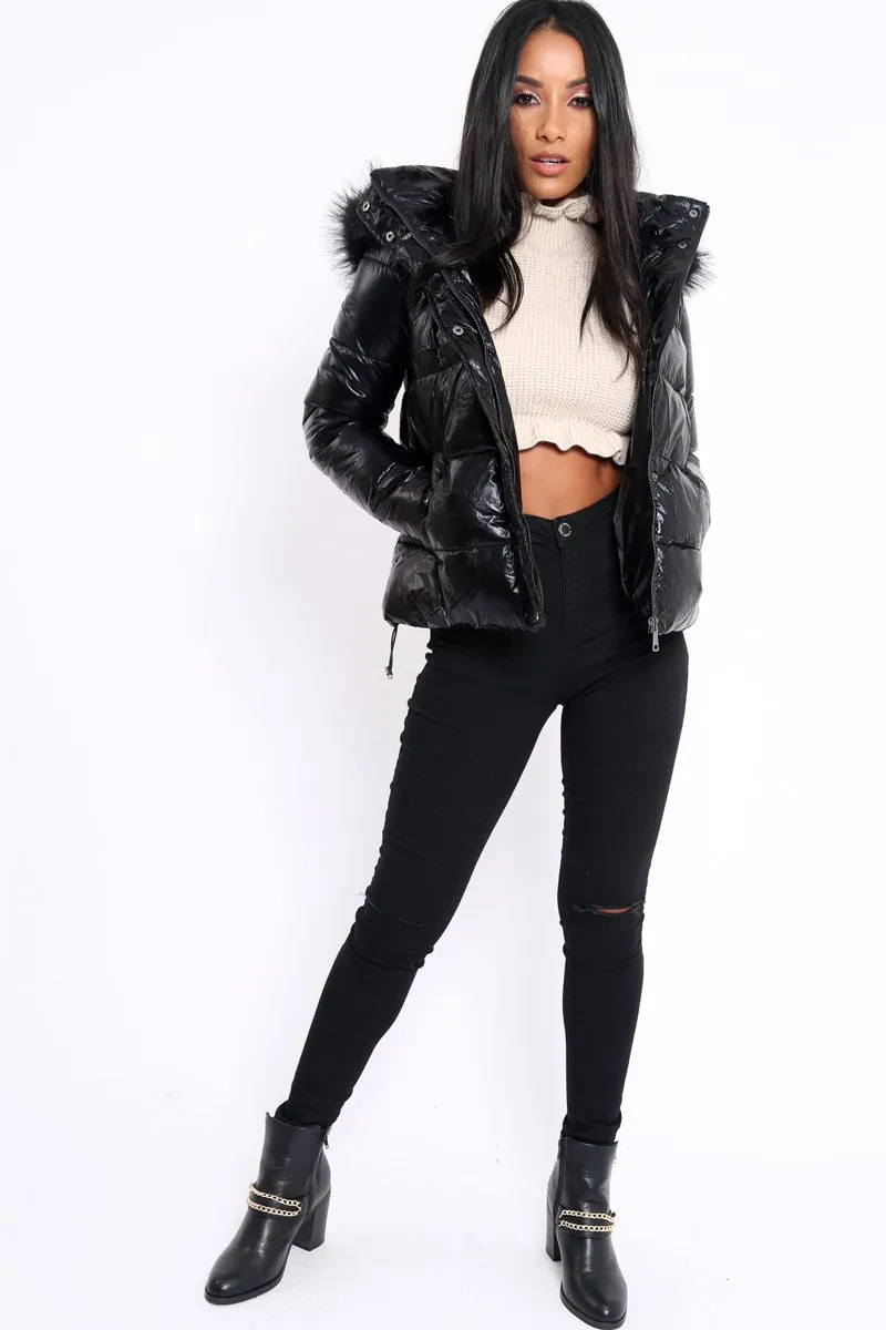 Black Padded Puffer Coat - Casie