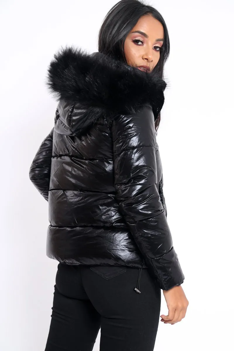 Black Padded Puffer Coat - Casie