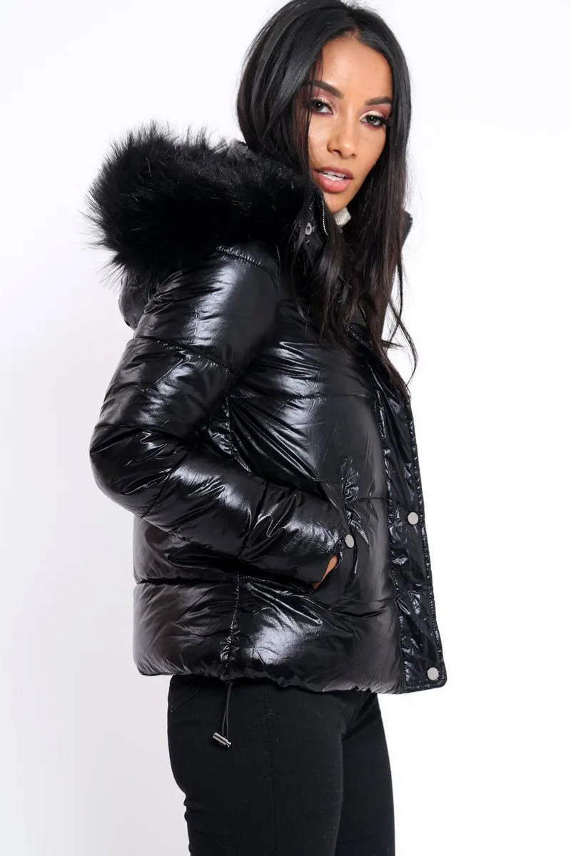 Black Padded Puffer Coat - Casie