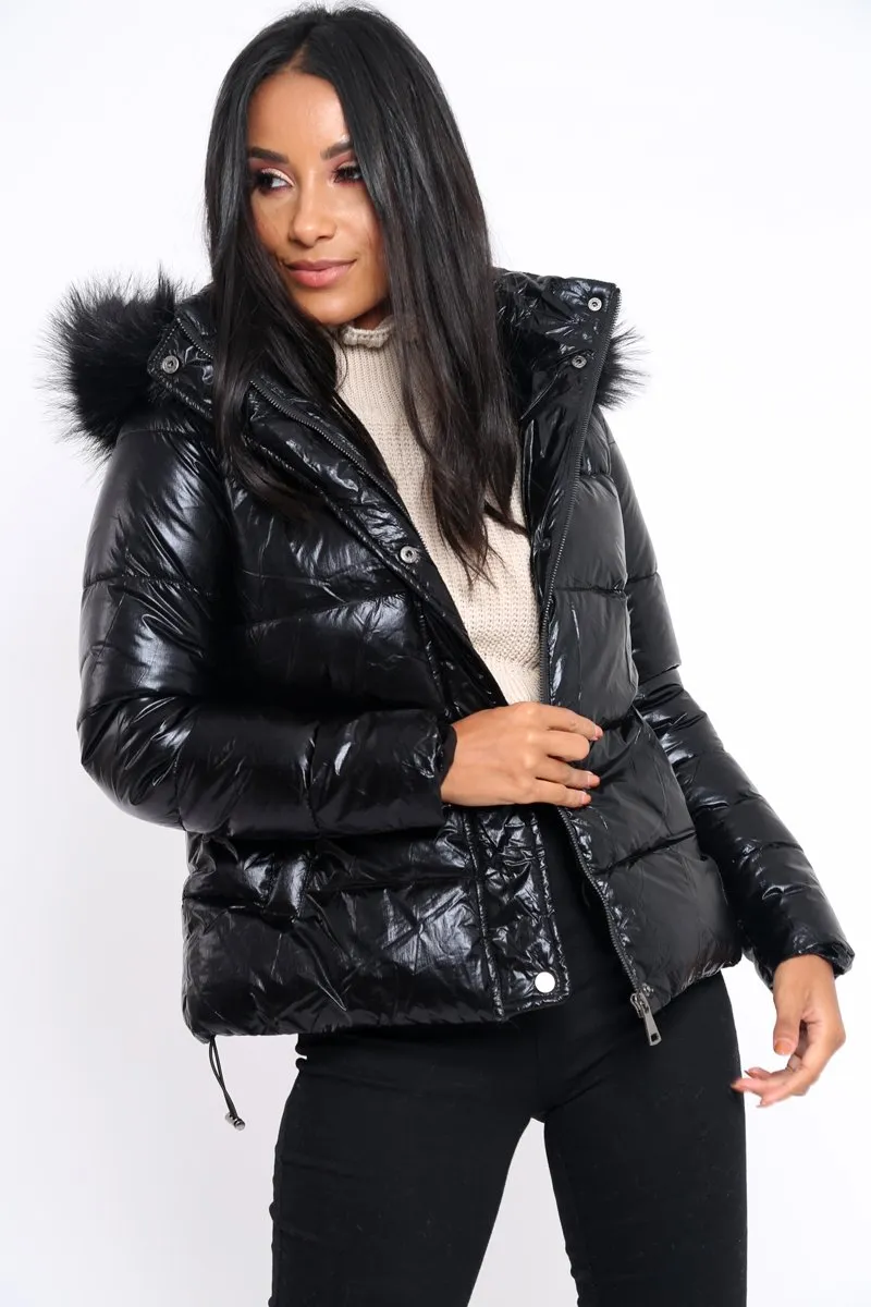 Black Padded Puffer Coat - Casie