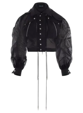 black sheer bomber jacket