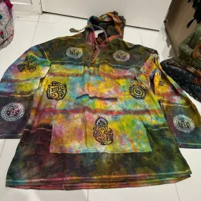 Boho Handmade Extra Large Festival Hippie Boho Tie Dye Tunic Hoodie