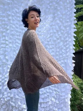 Brown Knit Poncho