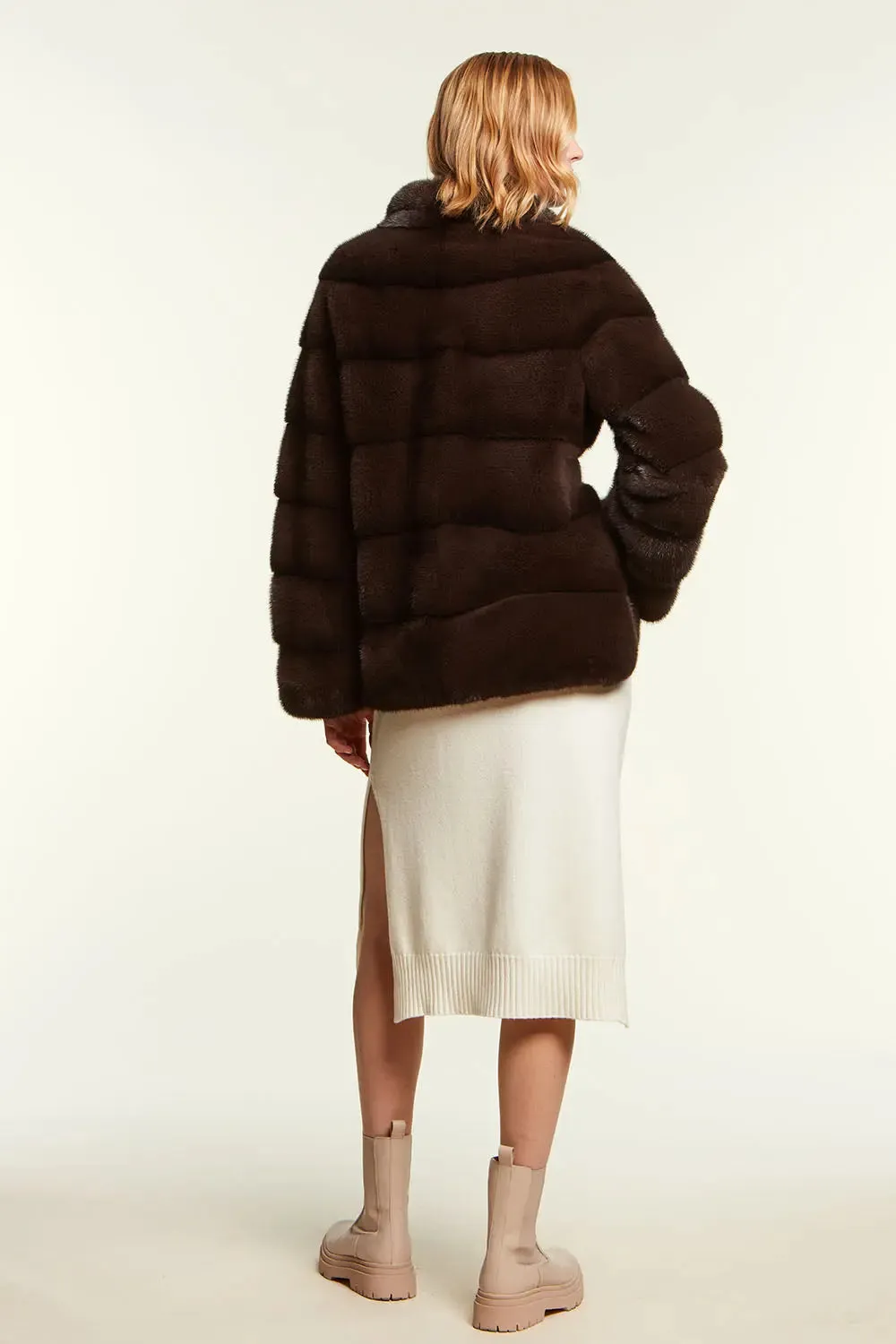 Brown mink jacket with belt