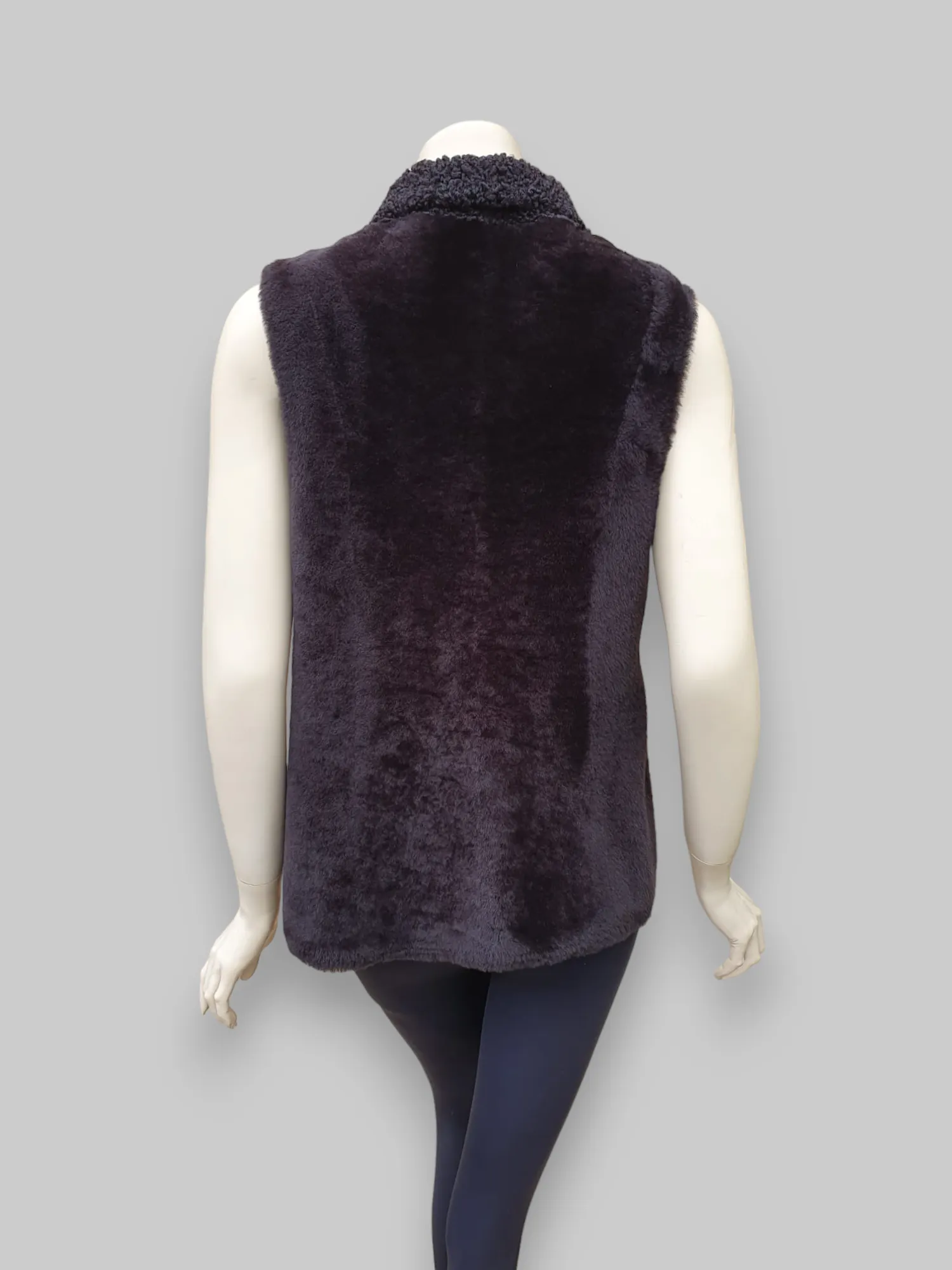 Brown Women's Merino Shearling Vest w/ Lamb Collar -Size 42