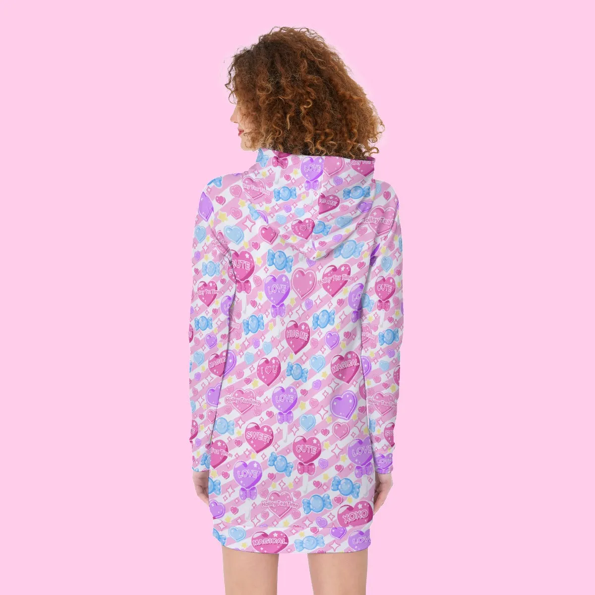 Candy Love Hearts (Colorful Cutie) Women's Long Hoodie