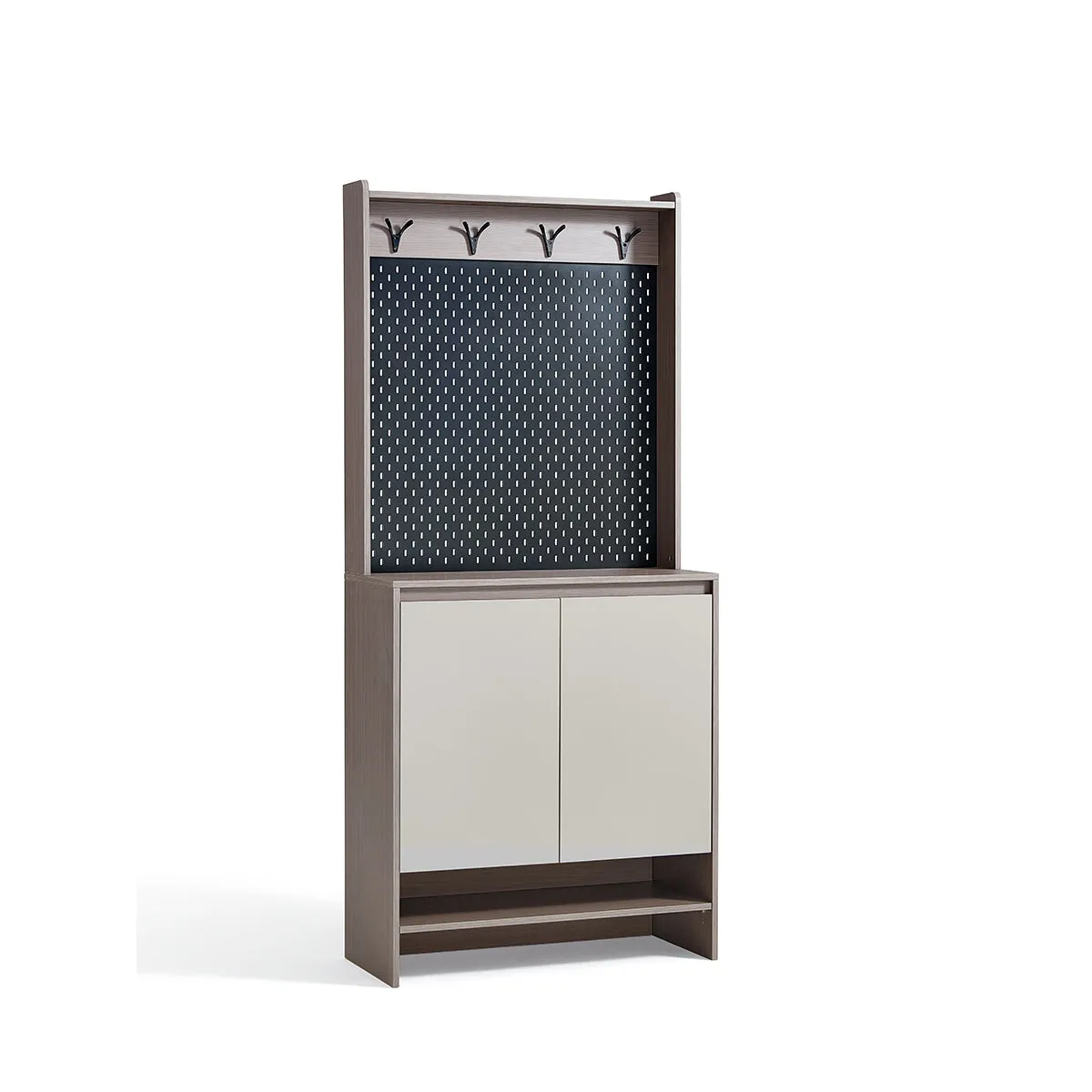 Cappuccino Taupe Shoe Cabinet with Coat Rack